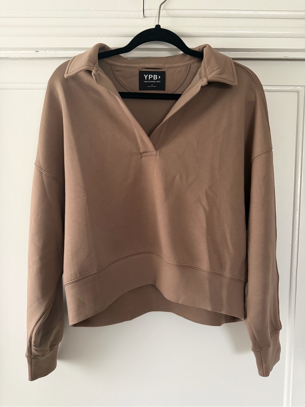 Oversized Polo Sweatshirt in Taupe